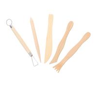 HOODANCOS Set di 5 Attrezzi per Modellare Argilla in Legno, Strumenti per Scolpire e Formare Argilla Beige per Progetti DIY e Creazioni Artistiche