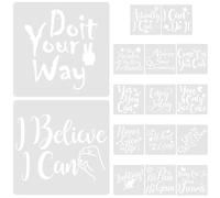 HOODANCOS Stencil per Pittura Fai da Te 16 Pezzi Parole Ispiratrici, Modelli Riutilizzabili e Lavori Artigianali, Stencil Lavabili per Decorazioni di Feste e Progetti Creativi
