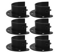 HOODANCOS Supporti per Asta Armadio in Acciaio Inossidabile 6 Pezzi con Flangia a U Nera, Staffe per Appendiabiti Robuste e Resistenti All’umidità, Adatte per Armadi, Lavanderia e Tende,