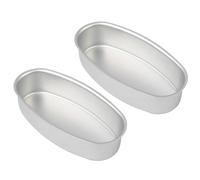 HOODANCOS Teglia per Dolci a Forma Ellittica in Acciaio Inox Resistente Alte Temperature, Set 2 Pezzi per Uso Domestico e Professionale, Stampo per Pane e Plumcake Argento per Cucina