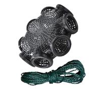 HOODANCOS Trappola per Pesca Fondo Piatto con Gabbia in Plastica Rotonda per Granchi Aragoste Gamberi e Anguille Corda da Metri Cattura e Rilascio Esche Controllato