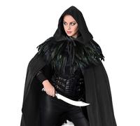 Hooded Cloak, Cosplay Costume Robe, Lightweight Flowing Fabric, Full-Length Cape, Witch Robe for Halloween, Parties, Renaissance, Festival, Events, 82.68 Inches, Multicolor