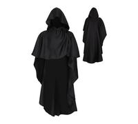 Hooded Cloak, Halloween Gothic Cape, Renaissance Festival Costume, Black, Red, Vampire Bridal Wrap, Floor-Length Cloak One-Size, for Cosplay, Bonfire, Autumn Party Entusiasts and Photo Opportunities