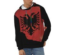 Hoodie Adulto Unisex Albania Bandiera Nazionale Maglione con Cappuccio Abbigliamento da Lavoro Felpa con Cappuccio Top Unisex Stile Classico del Regno Unito