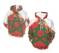 Hoodie Adulto Unisex Marocco Bandiera Nazionale Maglione con Cappuccio Abbigliamento da Lavoro Felpa con Cappuccio Top Unisex Stile Classico del Regno Unito
