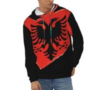 Hoodie da Uomo Albania Bandiera Nazionale Classico Comodo Top con Cappuccio Giacca A Maniche Lunghe con Polsini A Coste Ideale per Il Weekend Stile Classico del Regno Unito Felpe da Lavoro