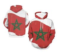 Hoodie da Uomo Marocco Bandiera Nazionale Classico Comodo Top con Cappuccio Giacca A Maniche Lunghe con Polsini A Coste Ideale per Il Weekend Stile Classico del Regno Unito Felpe da Lavoro