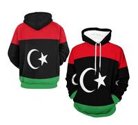 Hoodie da Uomo Pullover Classico con Cappuccio Libia Bandiera Nazionale Top Polsini A Coste Maglia A Maniche Lunghe Maglione Pull Over Hoody Top Stile Classico del Regno Unito