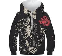 Hoodie per Bambini con Disegni 3D Vivaci Teschio - Felpa per Bambini Ideale per Ogni Occasione, Sweatshirt per Bambini Facile da Abbinare