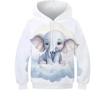 Hoodie per Bambini con Motivo 3D Esclusivo Elefante - Felpa per Bambini Perfetta per La Stagione Fredda, Sweatshirt Che Unisce Stile E Funzionalità