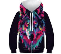 Hoodie per Bambini Lupo - Felpa per Bambini con Stampa 3D, Sweatshirt per Bambini Ottimo per Il Tempo Libero E L'esplorazione.