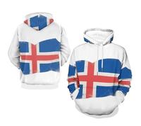 Hoodie Pullover Felpe con Cappuccio Islanda Bandiera Nazionale Hoody Stile Classico del Regno Unito Felpe da Lavoro
