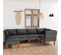 Hoodmeel 6 pz Salottino Da Giardino, Giardino Arredo Esterno, Divanetto Esterno, Set Salotto Da Esterno, con Cuscini Polyrattan Grigio #4