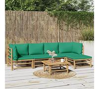 Hoodmeel 6 pz Set Salotto Da Esterno, Salottino Da Giardino, Giardino Arredo Esterno, Divanetto Esterno, con Cuscini Verdi Bambù