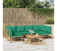 Hoodmeel 7 pz Set Salotto Da Esterno, Salottino Da Giardino, Giardino Arredo Esterno, Divanetto Esterno, con Cuscini Verdi Bambù