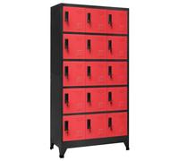 Hoodmeel Armadietto con Chiave Antracite e Rosso 90x40x180cm, Armadio Ufficio Con Chiave, Armadio Metallico, Armadio Con Serratura, Armadietti Spogliatoio, Acciaio