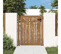 Hoodmeel Cancelli in Ferro, Cancello Giardino Esterno, Cancelletto Giardino, Cancelletto Pedonale, Cancello Giardino 105x130 cm in Acciaio Corten Design bambù