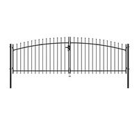 Hoodmeel Cancello Giardino Esterno, Cancelli in Ferro, Cancelletto Giardino, Cancelletto Pedonale, Cancello Doppio con Punte a Lancia 400x150 cm