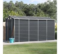 Hoodmeel Capanno Attrezzi, Casetta Da Esterno, Casette Porta Attrezzi, Casetta Attrezzi, Box Giardino, Antracite 191x385x198 cm, Acciaio Zincato