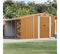 Hoodmeel Capanno Attrezzi, Casetta Da Esterno, Casette Porta Attrezzi, Casetta Attrezzi, Box Giardino, Marrone Chiaro 277x365,5x179 cm, Acciaio Zincato