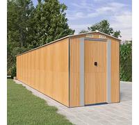 Hoodmeel Capanno Attrezzi, Casetta Da Esterno, Casette Porta Attrezzi, Casetta Attrezzi, Box Giardino, Marrone Chiaro 192x1021x223cm, Acciaio Zincato