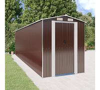 Hoodmeel Capanno Attrezzi, Casetta Da Esterno, Casette Porta Attrezzi, Casetta Attrezzi, Box Giardino, Marrone Scuro 192x689x223cm, Acciaio Zincato