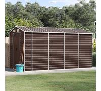 Hoodmeel Capanno Attrezzi, Casetta da Esterno, Casette Porta Attrezzi, Casetta Attrezzi, Box Giardino, Marrone 191x385x198 cm, Acciaio Zincato