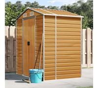 Hoodmeel Capanno Attrezzi, Casetta Da Esterno, Casette Porta Attrezzi, Casetta Attrezzi, Box Giardino, Marrone Chiaro 191x130x198 cm, Acciaio Zincato