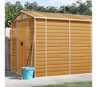 Hoodmeel Capanno Attrezzi, Casetta Da Esterno, Casette Porta Attrezzi, Casetta Attrezzi, Box Giardino, Marrone Chiaro 191x980x198 cm, Acciaio Zincato