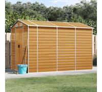 Hoodmeel Casetta Giardino, Capanno Attrezzi da Giardino, Cottage in Acciaio Zincato Marrone Chiaro 191x300x198cm