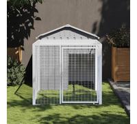 Hoodmeel Pollaio da Esterno, Recinto per Cani da Esterno, Pollaio per Galline da Esterno, Recinto per Galline, Canile da Esterno Acciaio Zincato Grigio Chiaro 117x201x123 cm