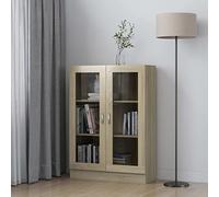 Hoodmeel Vetrina Soggiorno, Vetrina Cucina, Vetrinetta Soggiorno, Vetrina Soggiorno Moderna, Mobile Vetrina, Rovere Sonoma 82,5x30,5x115 cm Multistrato