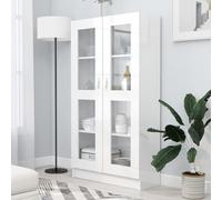 Hoodmeel Vetrina Soggiorno, Vetrina Cucina, Vetrinetta Soggiorno, Vetrina Soggiorno Moderna, Mobile Vetrina, Bianco Lucido 82,5x30,5x150 cm Multistrato
