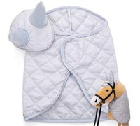 Hoofly Hobby Horse Set di accessori - Coperta e cuffia per mosche in grigio per hobby Horses [certificato TÜV] - Attrezzatura di alta qualità nel set - Ideale per giochi e allenamento