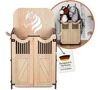 Hoofly Hobby Horse Stalla - Accessorio Funzionale con Porte, Spazio Contenitivo e Ganci/Stalla in Legno per 2 Cavalli a Bastone/Supporto Stabile per Hobby Horse