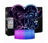 Hoofun Lampada Stitch: 16 Colori Luce Notturna Stitch Anime 3D Illusione con Telecomando, Regali e Merchandising Stitch per Decorazione Cameretta Bambini, Compleanno Bambine Natale