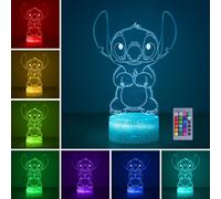 Hoofun Lampada Stitch 16 Colori Stitch Luce Notturna Lampara LED 3D Illusione