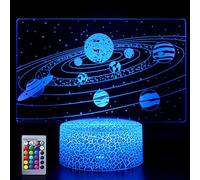 Hoofun Sistema solare 3D luce notturna, lampada a forma di illusione spaziale, 16 colori che cambiano luce notturna LED per la camera dei bambini