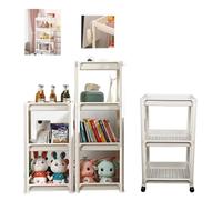 Hooha Carrello a rotelle, per giocattoli, 3 ripiani, per nicchia, da bagno, per magazzino, multiuso, facile da pulire, su ruote e 4 ganci, per soggiorno, bagno, cameretta dei bambini