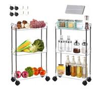 Hooha Carrello portaoggetti a 3 livelli, con ruote, multiuso per cucina, bagno, biancheria, ufficio, camera da letto, piccolo scaffale, 68 cm x 30,5 cm x 9 cm