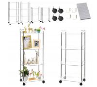 Hooha Carrello sottile a 4 ripiani, larghezza 9 cm, con ruote, multiuso per cucina, bagno, biancheria, punti stretti, plastica e acciaio inox, trasparente