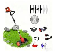 Hooha Tagliaerba a batteria, 21 V, con due batterie da 2000 mAh e caricatore rapido, strumento multifunzione 3 in 1: con tre diverse lame, ideale per giardini, aiuole