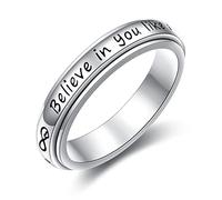 HOOHWE Anello per ansia, da donna, in argento Sterling 925, fidget spinner per alleviare la noia, ADHD, autismo, anti-stress, gioielli per donne e uomini, Argento sterling, Argento Sterling
