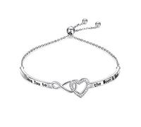 HOOHWE Bracciale da donna in argento 925 con cuore infinito, con incisione ispiratrice, con scritta "I Love You To The Moon And Back", regolabile, per ragazze, per donne, gioielli dell'amicizia