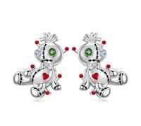 HOOHWE Voodoo - Orecchini a forma di bambola horror, in argento Sterling 925, a forma di cuore