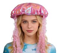 Hooin Cappello a medusa rosa, fatto a mano, per feste