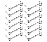 Hook Eye Latch, Stainless Steel Safety Latch, Spring Loaded Door Lock Set, 12 Piece Security Hardware for Bathroom Shed Pool Gate Spa Center Cabinet Barn Door Home Protection Durable Use 3.5x75x0.2cm