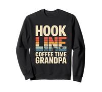 Hook Line Coffee Time Nonno Pesca Mattina Lago Felpa