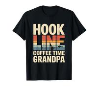 Hook Line Coffee Time Nonno Pesca Mattina Lago Maglietta