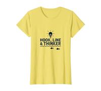 Hook Line & Thinker Ragazzi Pesca Intelligente Angler Umorismo Maglietta, Donna, Limone, S